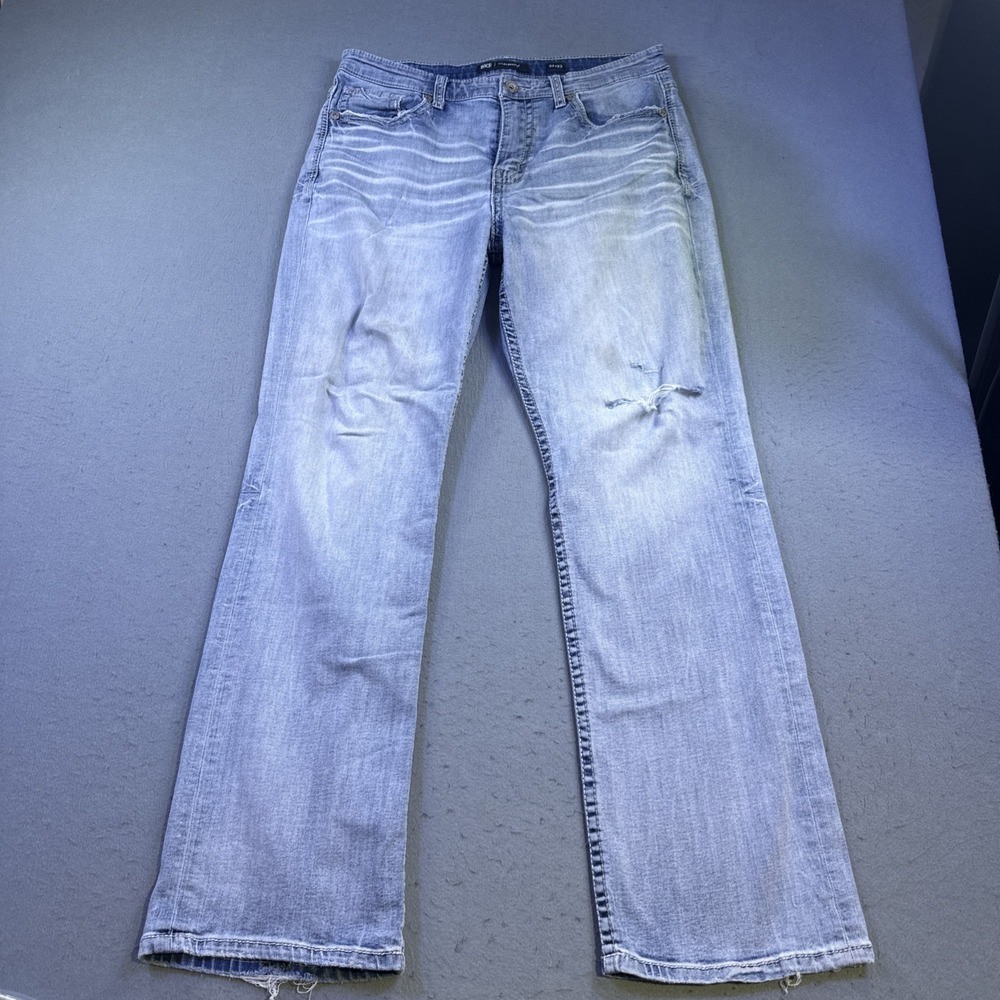 BKE Tyler Straight Jeans 34X32 Light Washed WORKWEAR SUSTAINS SOME HOLES - Picture 2 of 9
